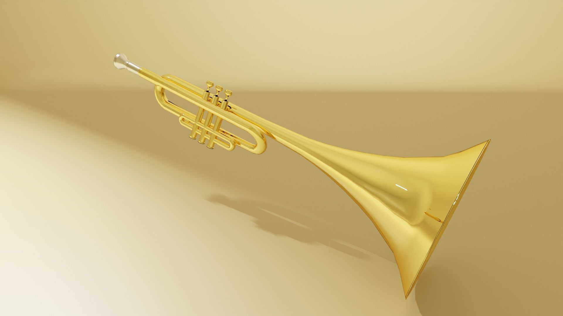 Trumpet golden Free low-poly 3D model_3