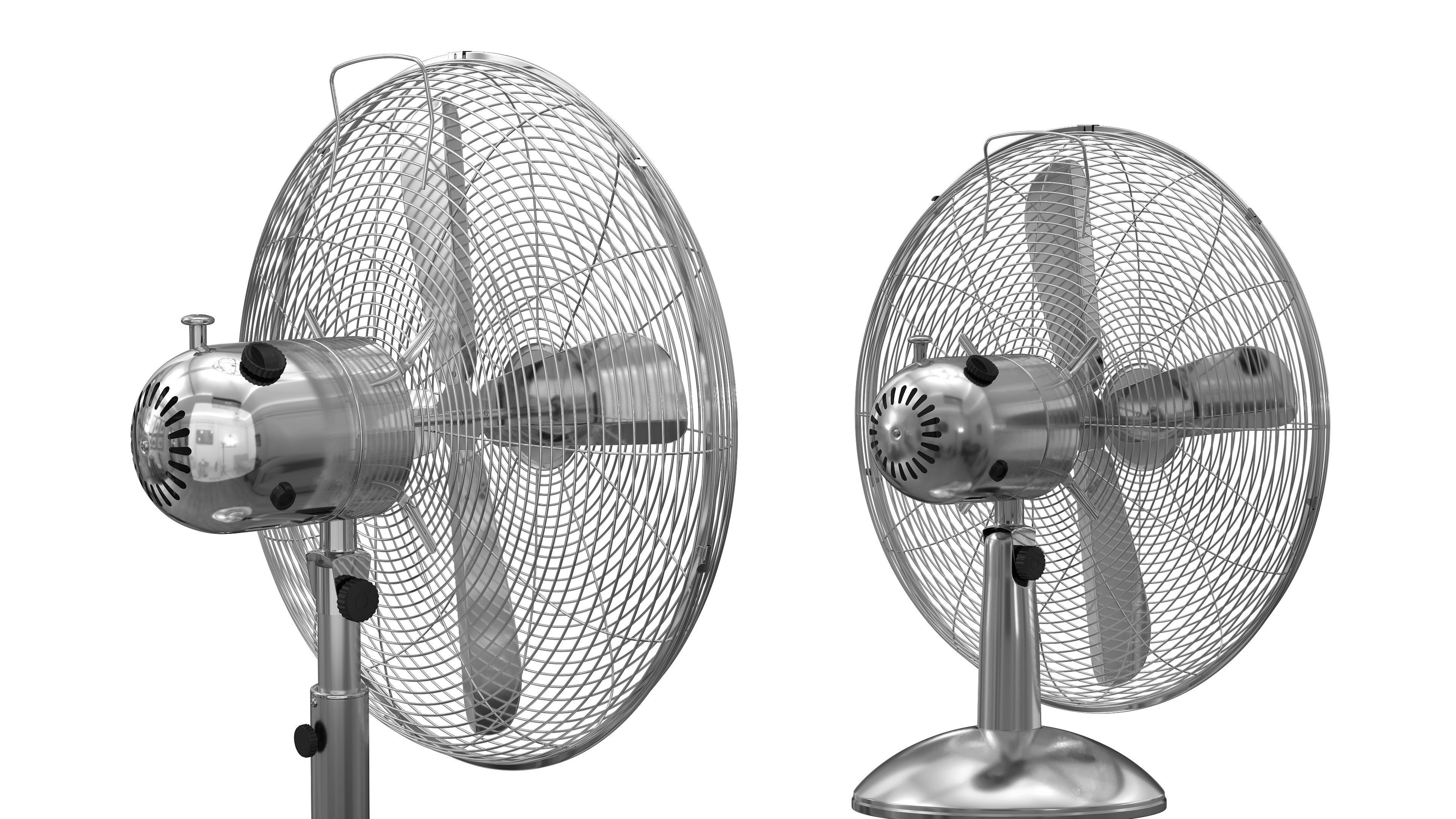Pedestal Fan and Table fan 3D model_2