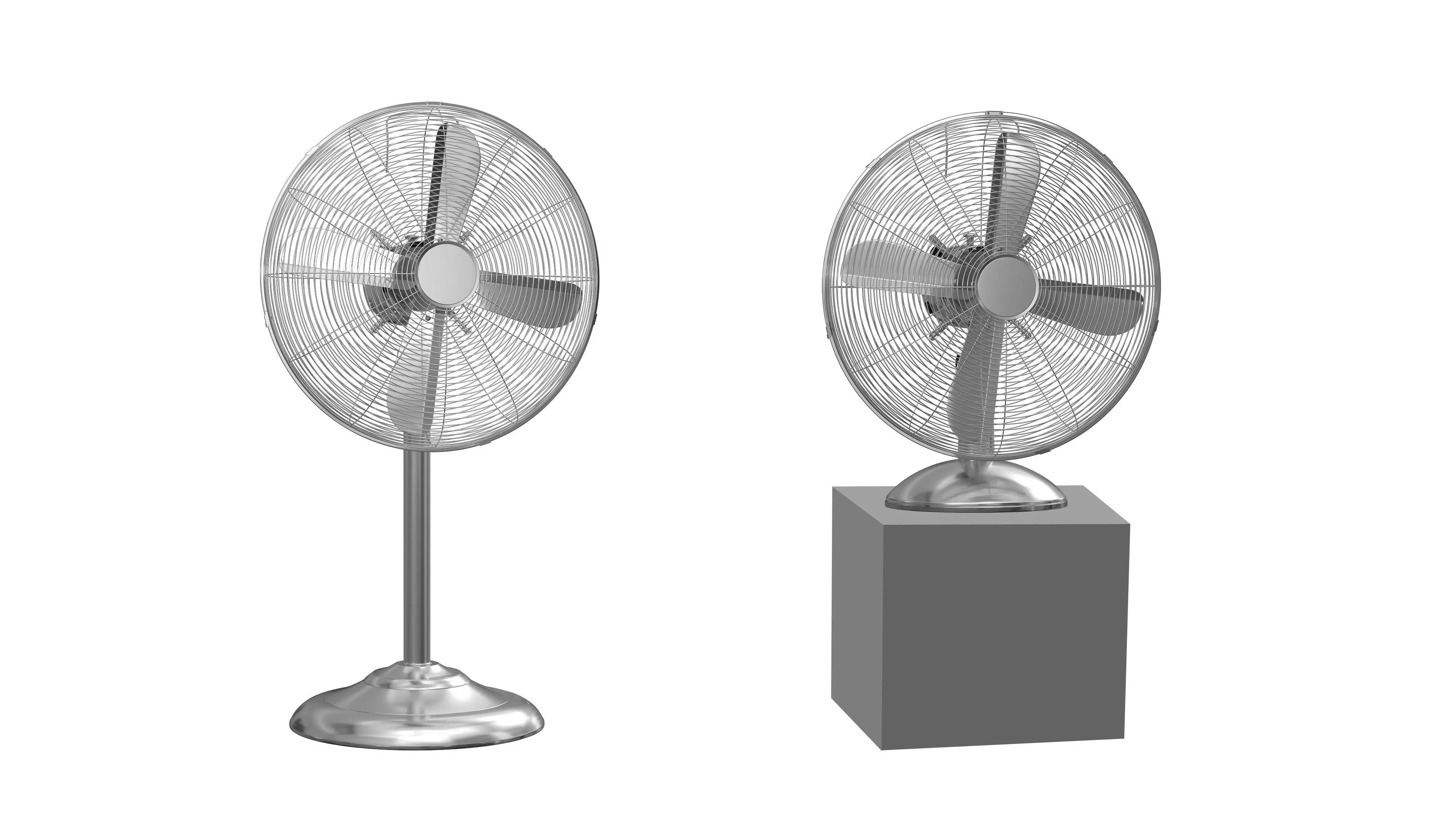 Pedestal Fan and Table fan 3D model_0
