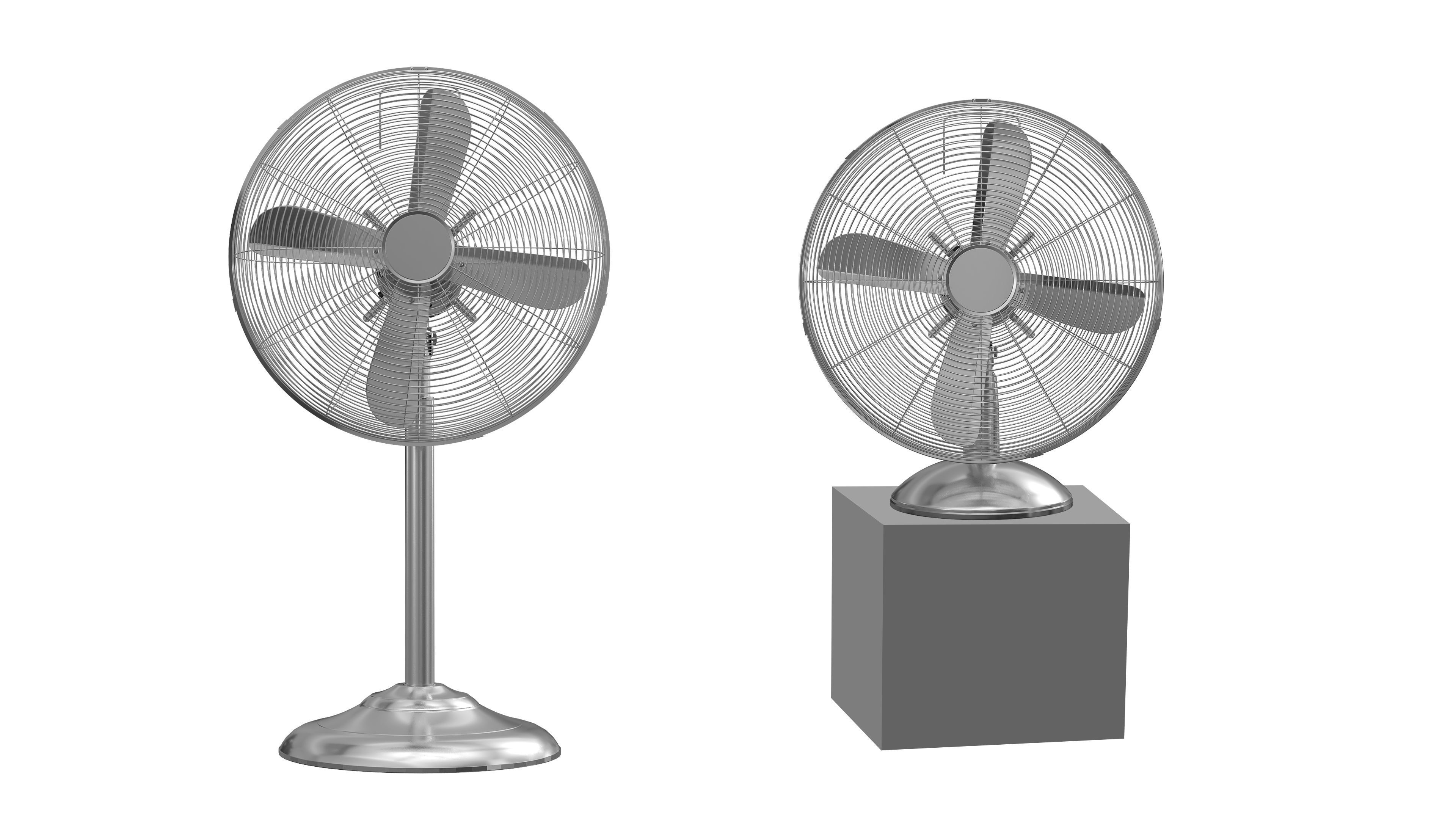 Pedestal Fan and Table fan 3D model_1