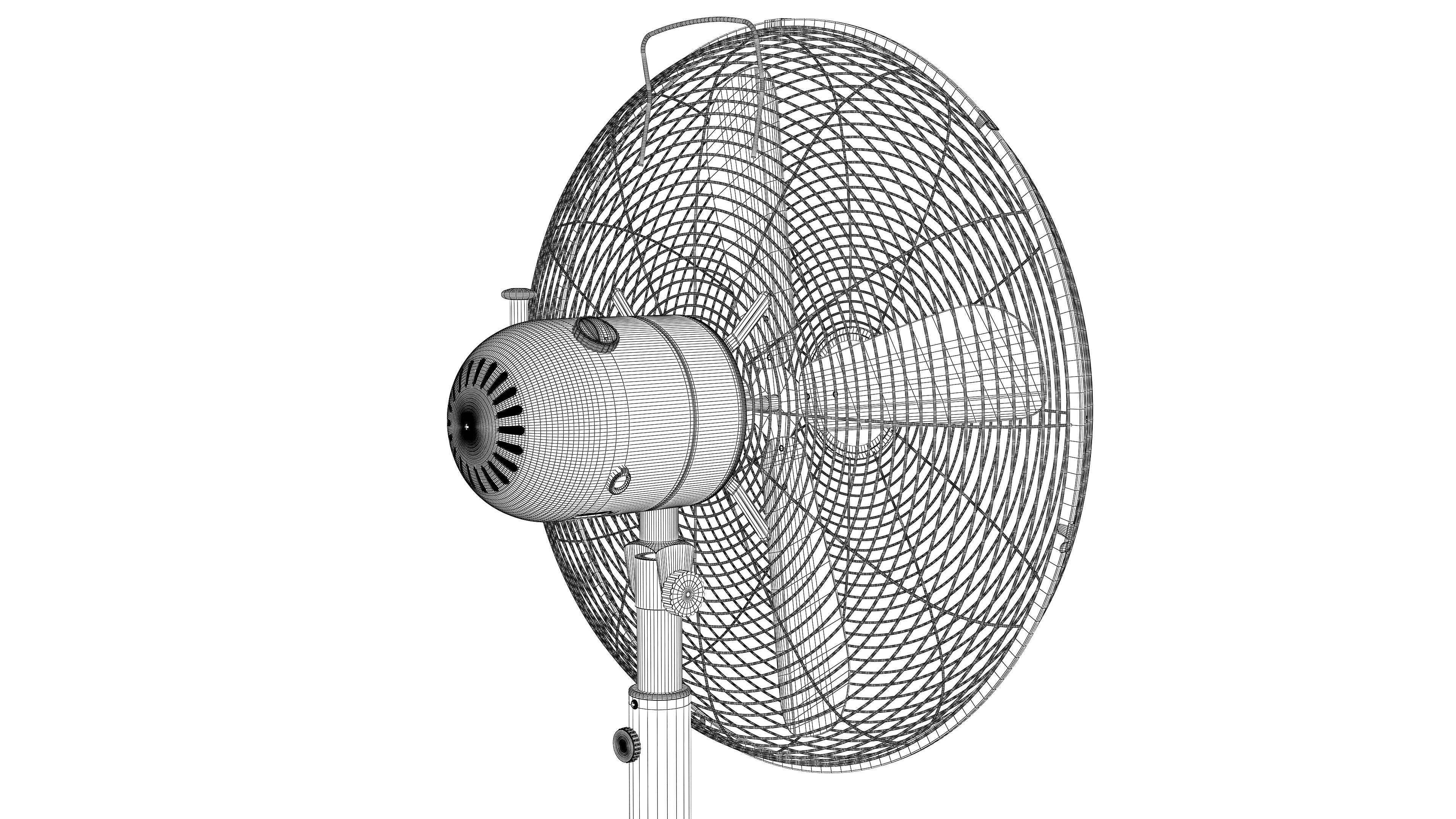 Pedestal Fan and Table fan 3D model_7