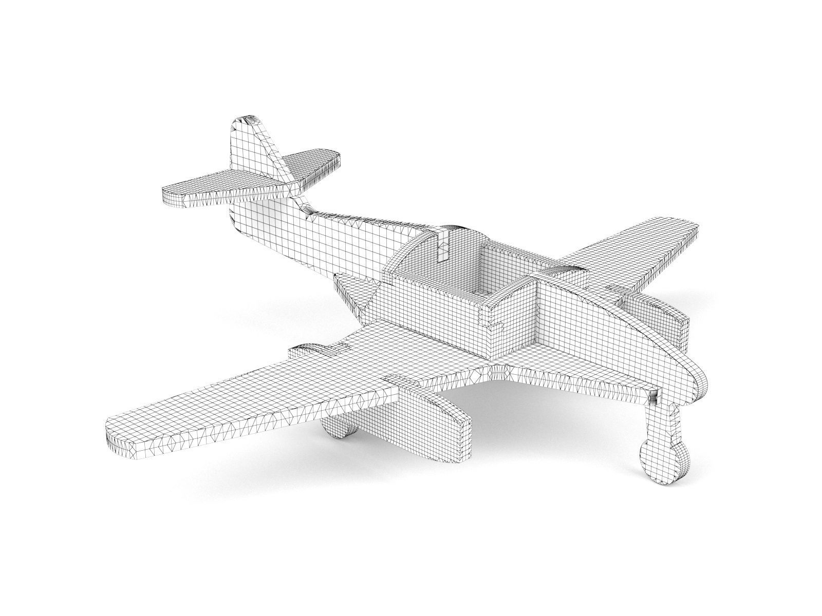 Wooden toy airplane 09 3D model_1