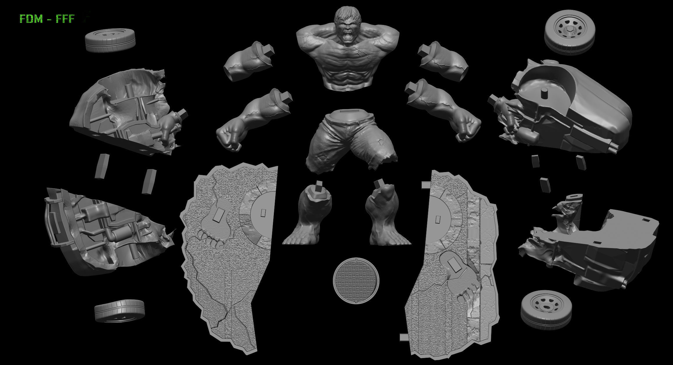 Hulk From Movie The Incredible Hulk 2008  File STL Two Versions 3D print model_16
