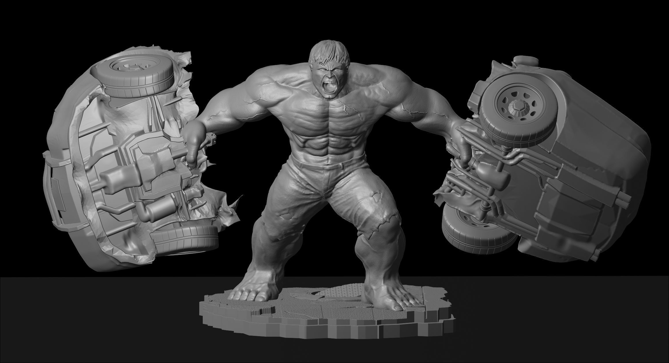 Hulk From Movie The Incredible Hulk 2008  File STL Two Versions 3D print model_12