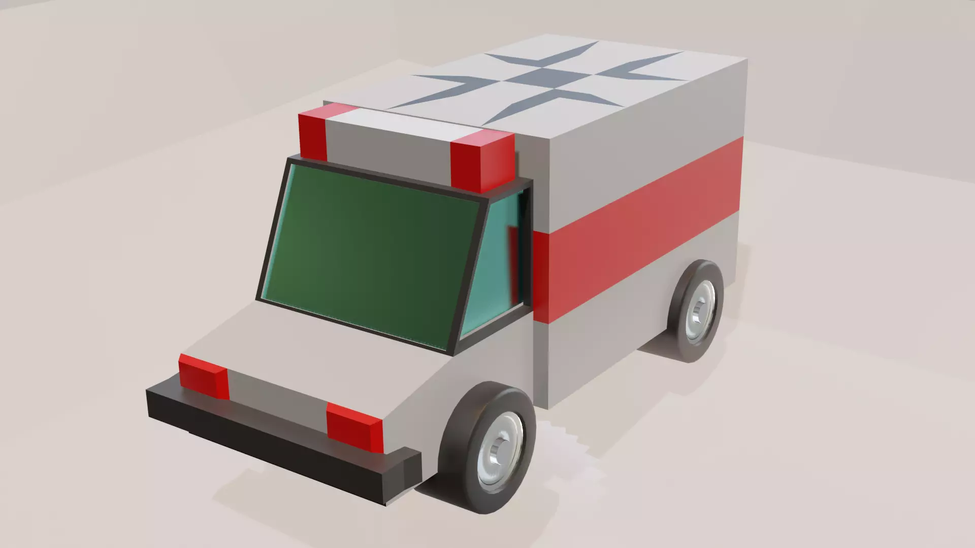 car like ambulance Low-poly 3D model_0