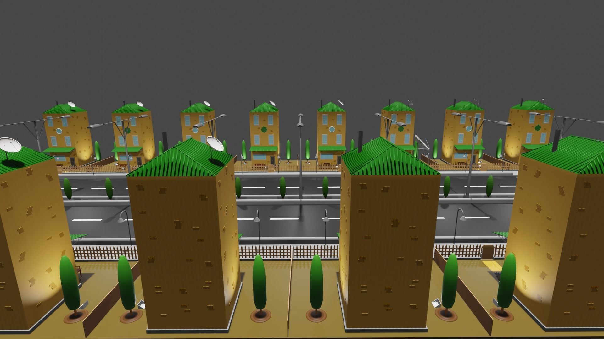 Building 3dmodel empty street at night Low-poly 3D model_4