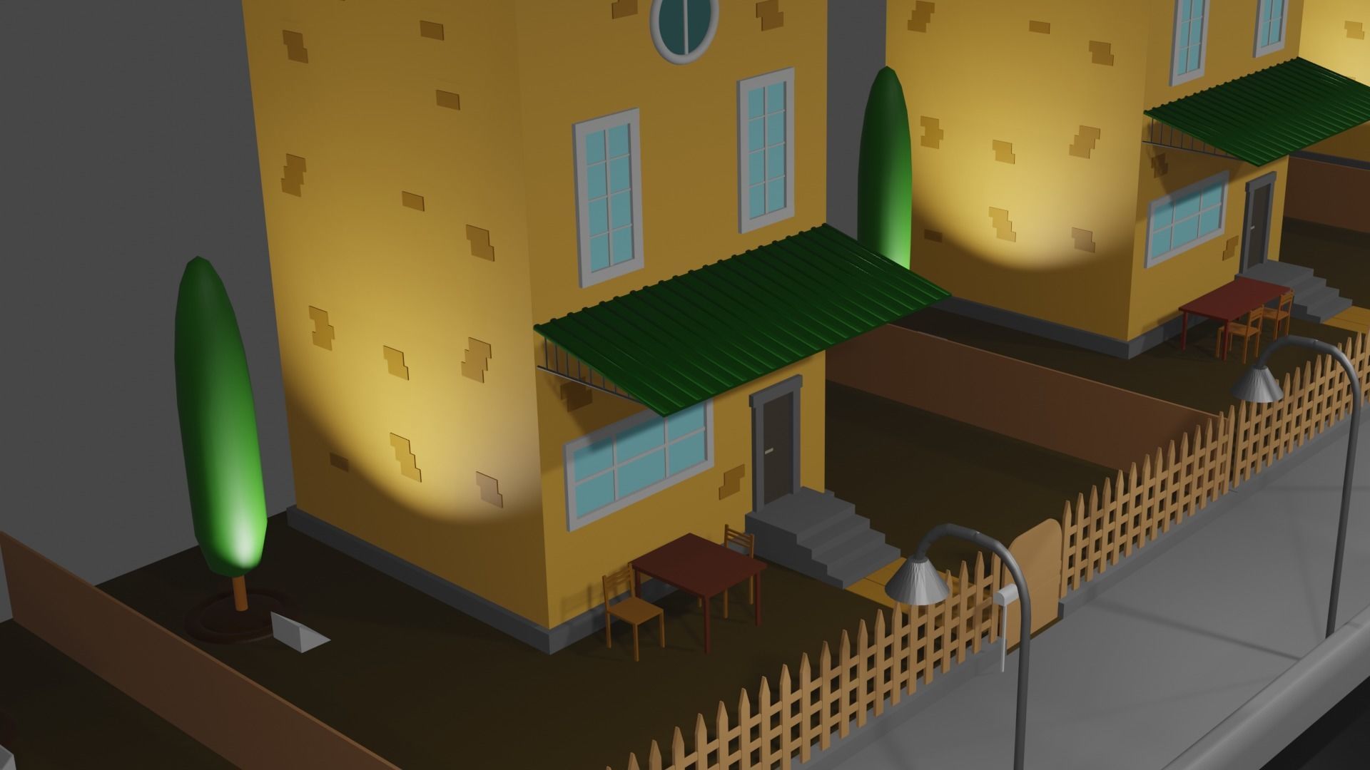 Building 3dmodel empty street at night Low-poly 3D model_2