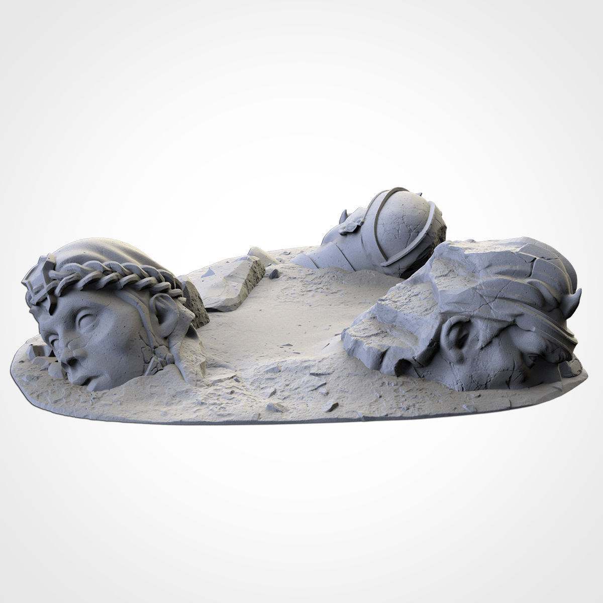STATUES statue of two men in sand 3D print model_1