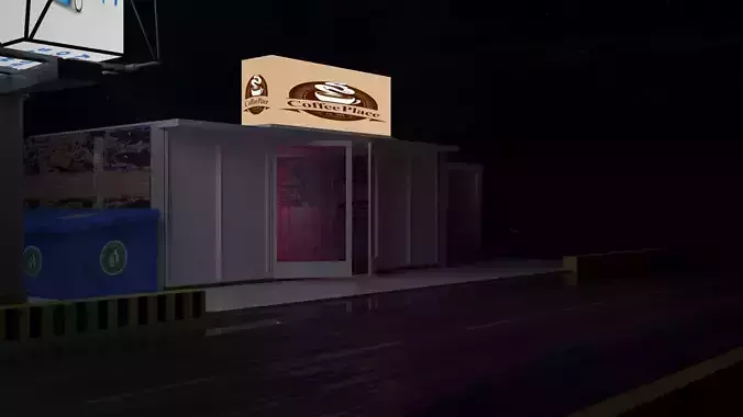 9922HIGHWAYCAFE coffee shop on street at night