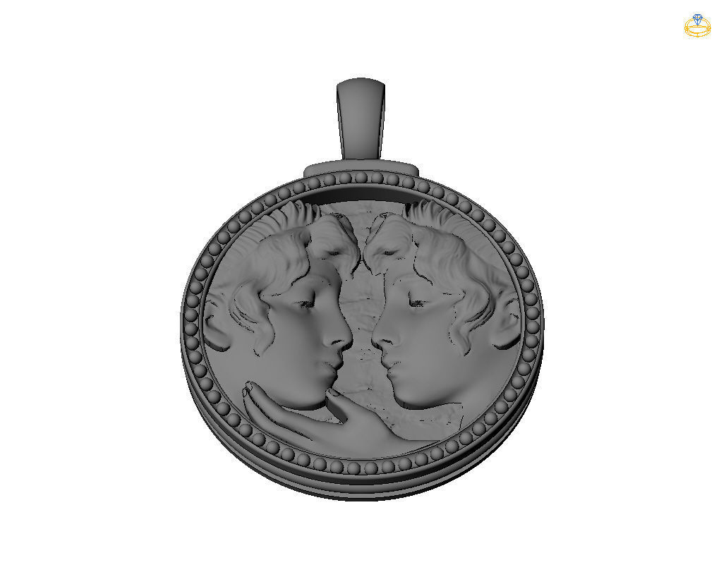 Gemini Zodiac Sign Pendant  3D print model_55