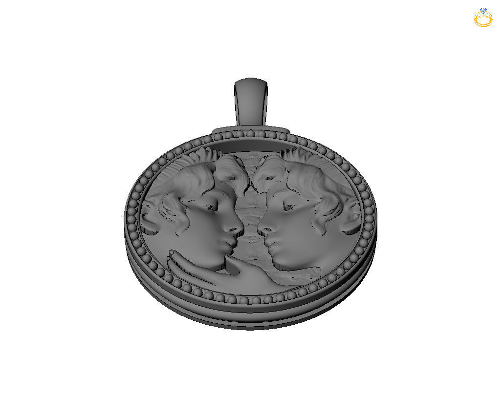 Gemini Zodiac Sign Pendant  3D print model_43