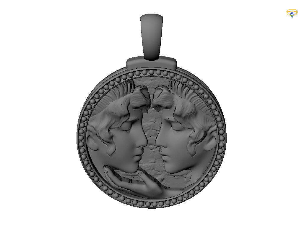 Gemini Zodiac Sign Pendant  3D print model_58