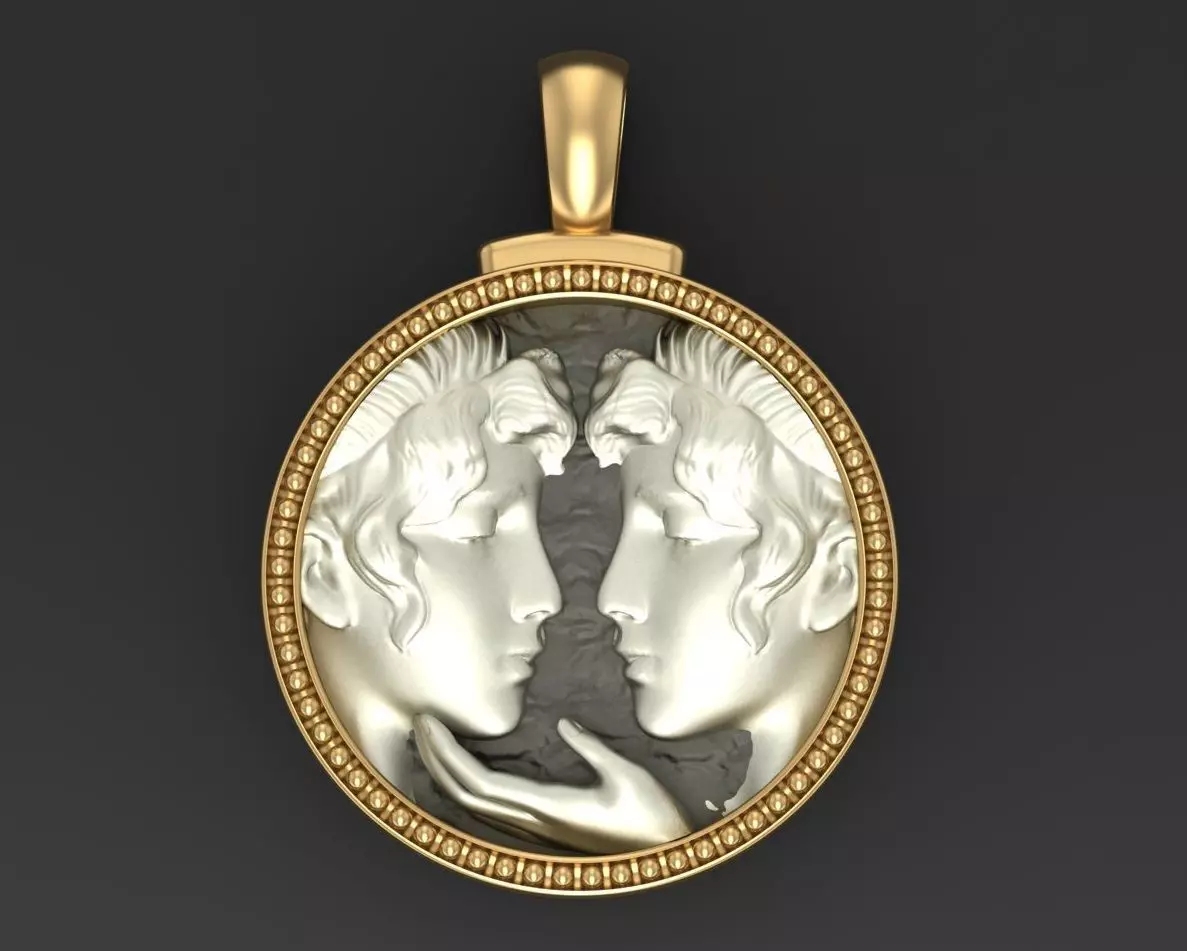 Gemini Zodiac Sign Pendant  3D print model_0
