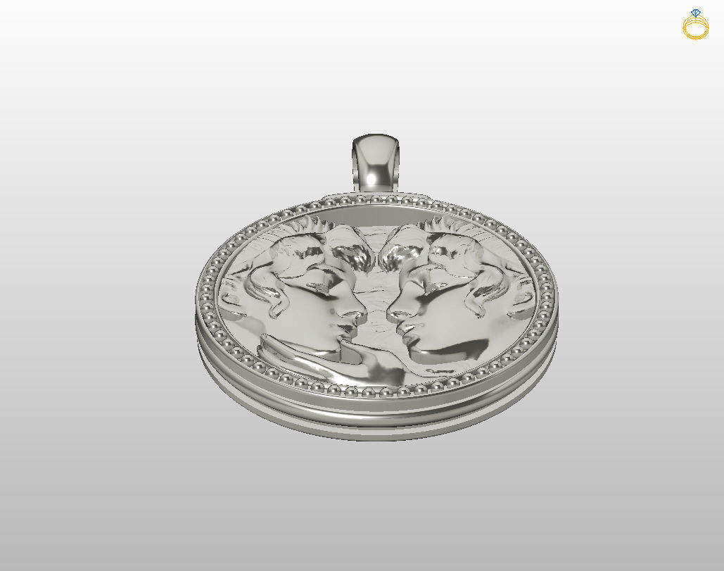 Gemini Zodiac Sign Pendant  3D print model_25