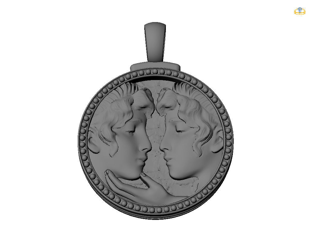 Gemini Zodiac Sign Pendant  3D print model_37