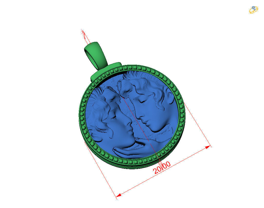 Gemini Zodiac Sign Pendant  3D print model_33