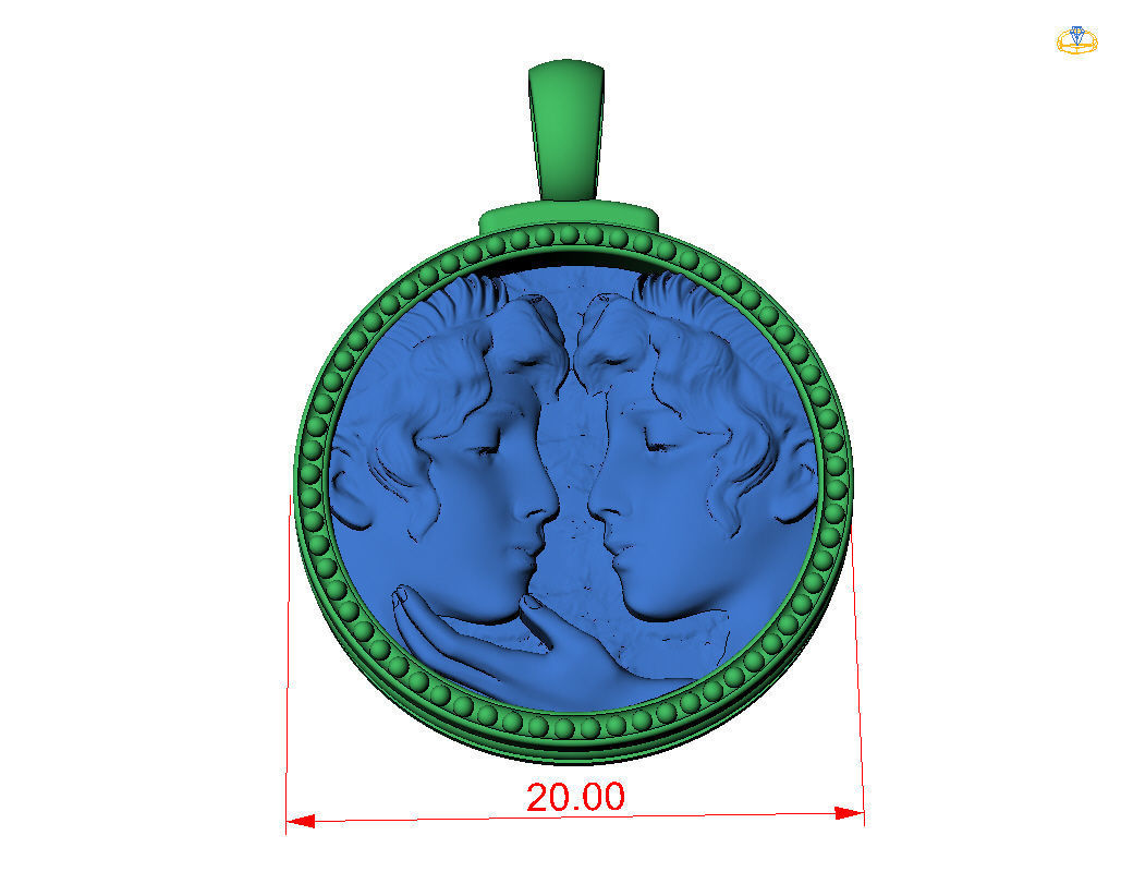 Gemini Zodiac Sign Pendant  3D print model_34