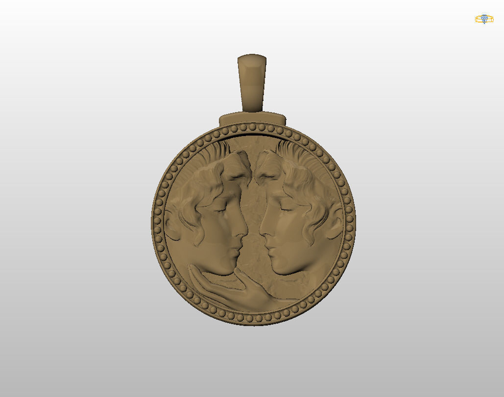 Gemini Zodiac Sign Pendant  3D print model_12
