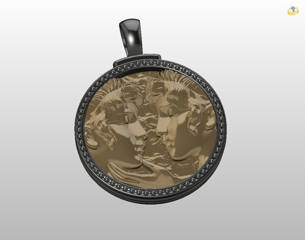 Gemini Zodiac Sign Pendant  3D print model_29