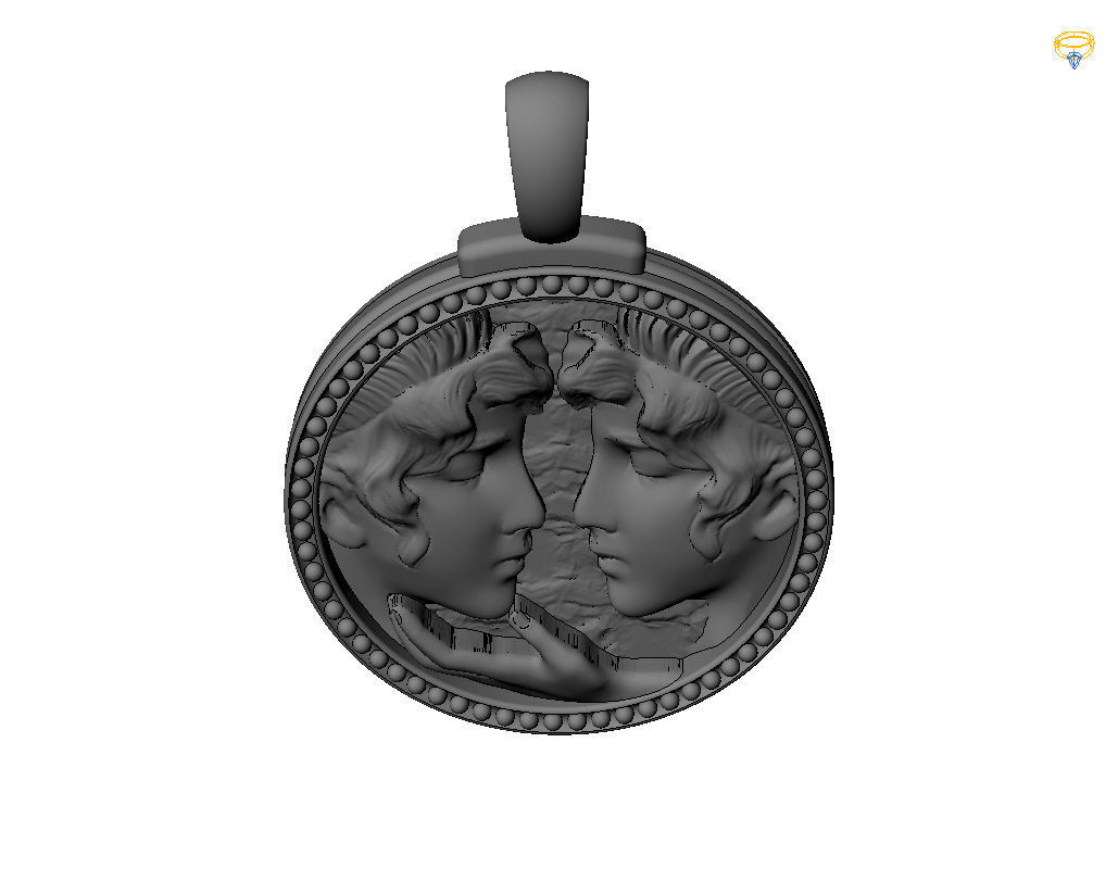 Gemini Zodiac Sign Pendant  3D print model_59