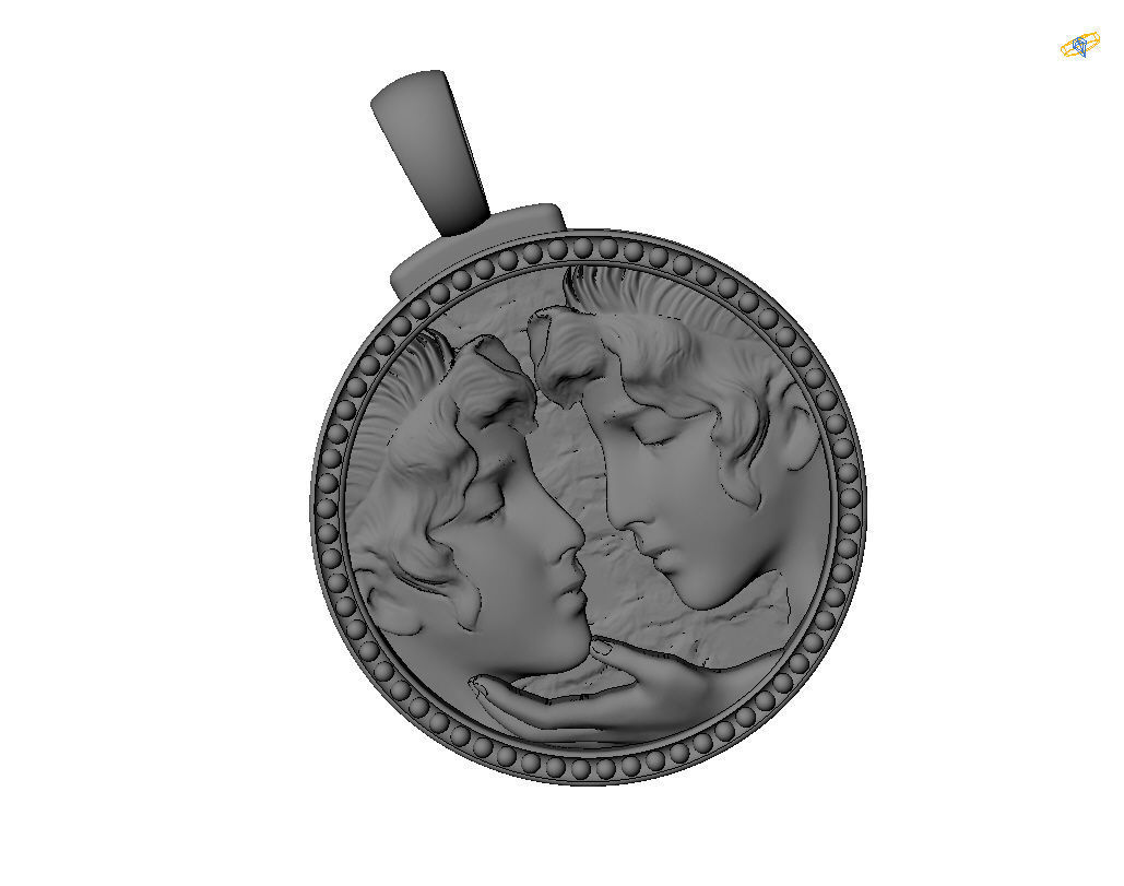 Gemini Zodiac Sign Pendant  3D print model_60