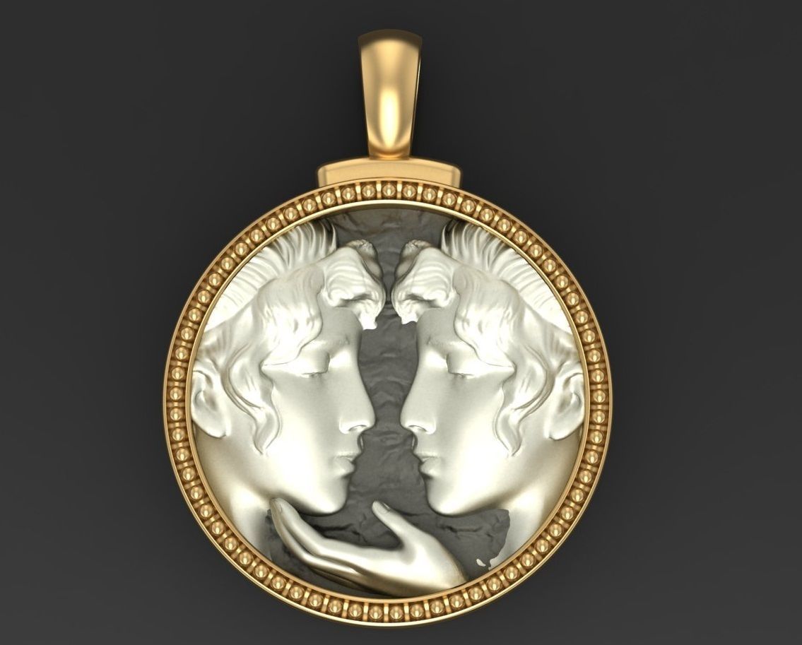 Gemini Zodiac Sign Pendant  3D print model_1