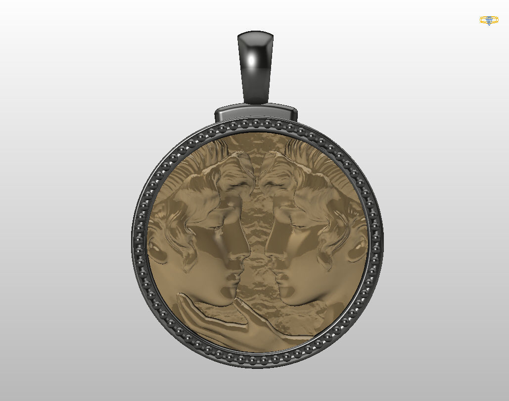 Gemini Zodiac Sign Pendant  3D print model_31