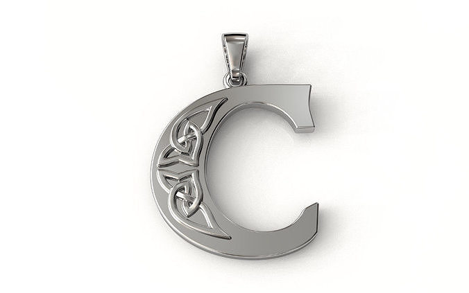 Celtic pendant letter C 3D print model
