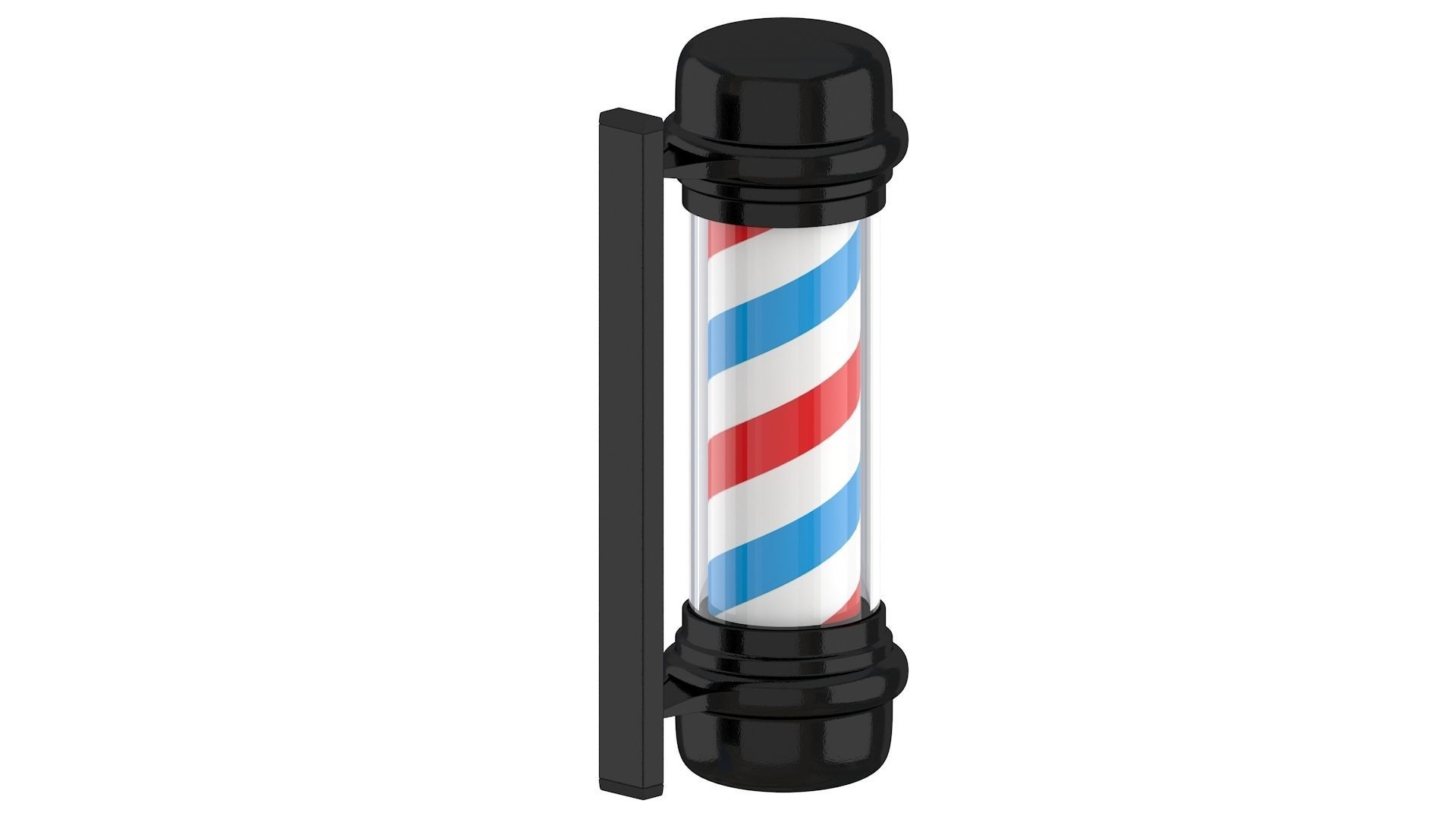 3D Barber Shop Pole Black 01 3D model_7