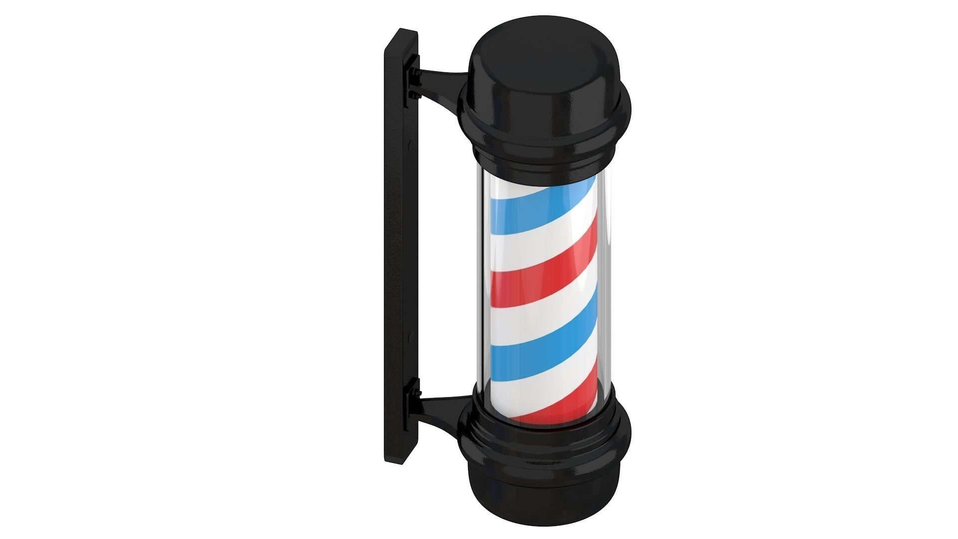 3D Barber Shop Pole Black 01 3D model_3