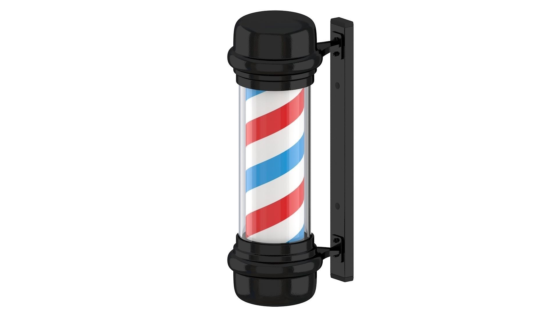 3D Barber Shop Pole Black 01 3D model_6