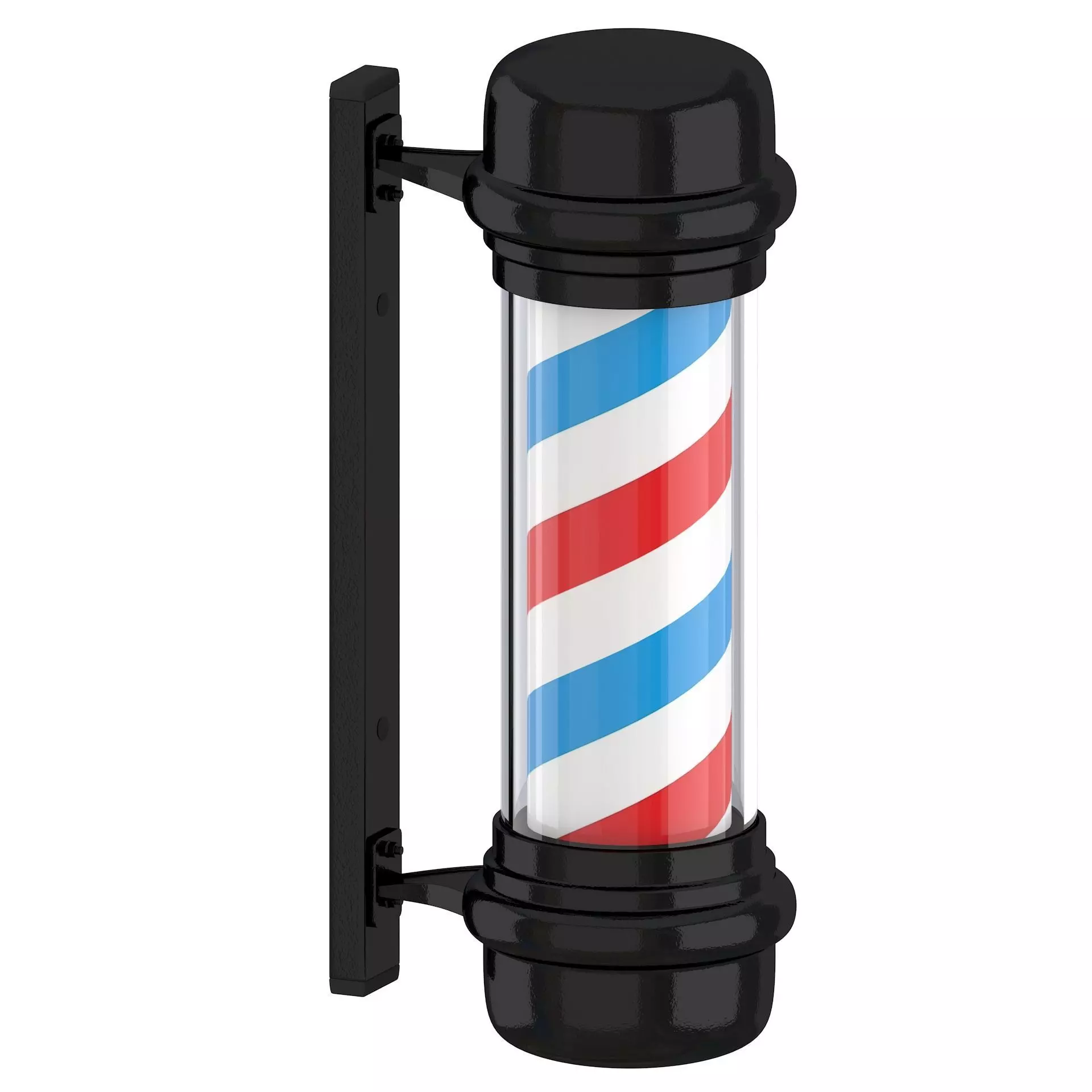 3D Barber Shop Pole Black 01 3D model_0