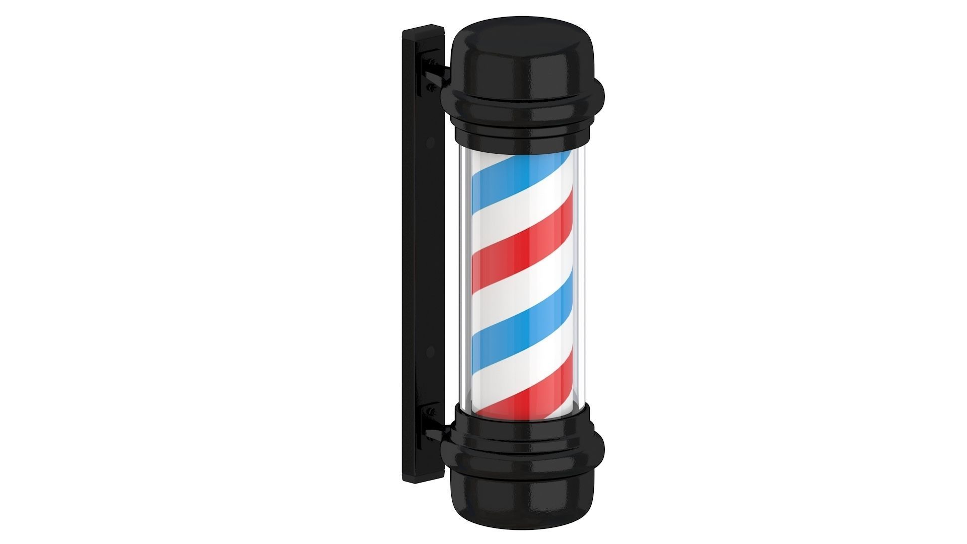 3D Barber Shop Pole Black 01 3D model_2