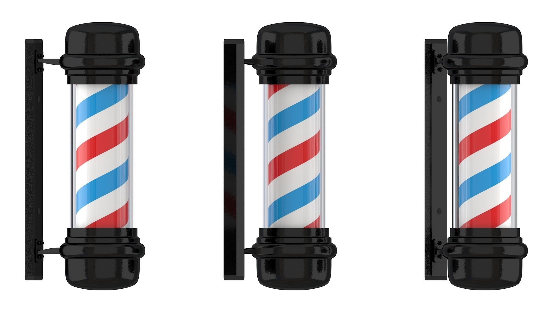 3D Barber Shop Pole Black 01 3D model_8