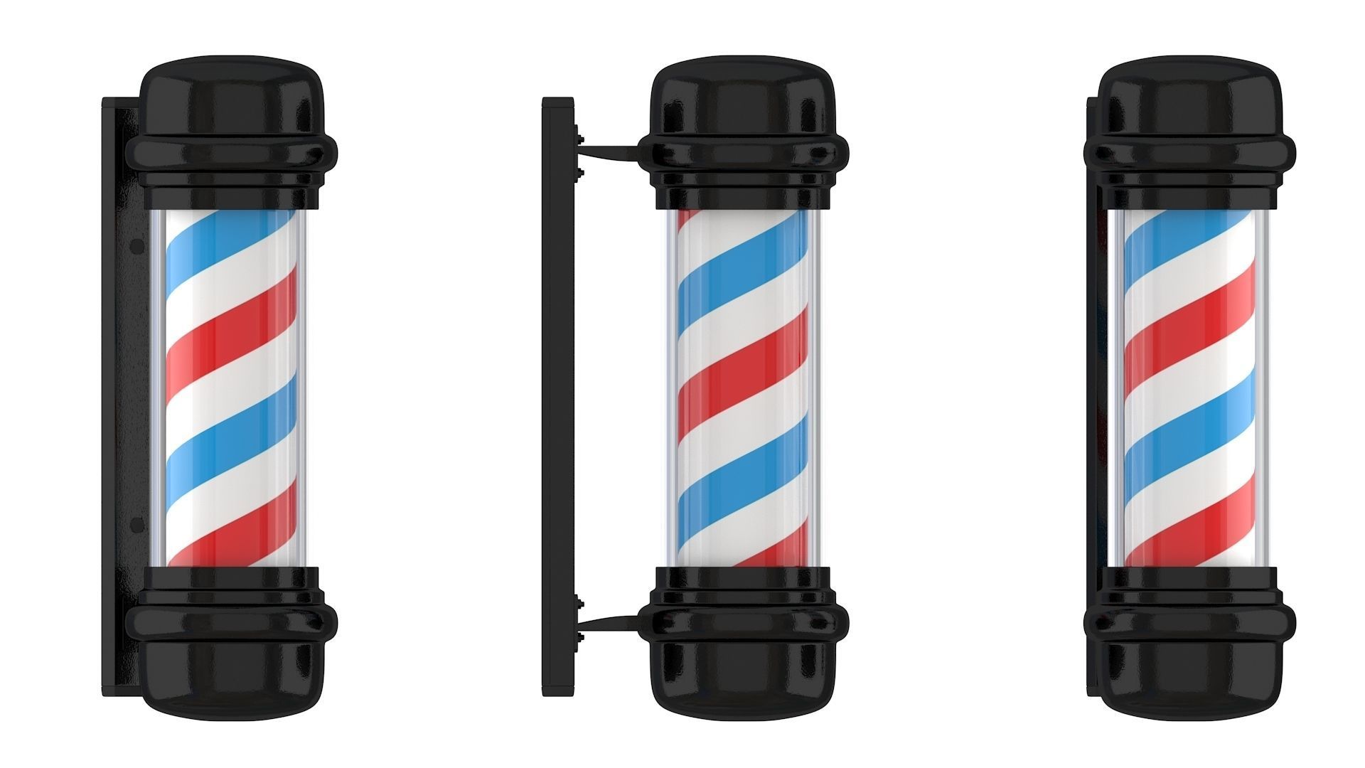 3D Barber Shop Pole Black 01 3D model_10