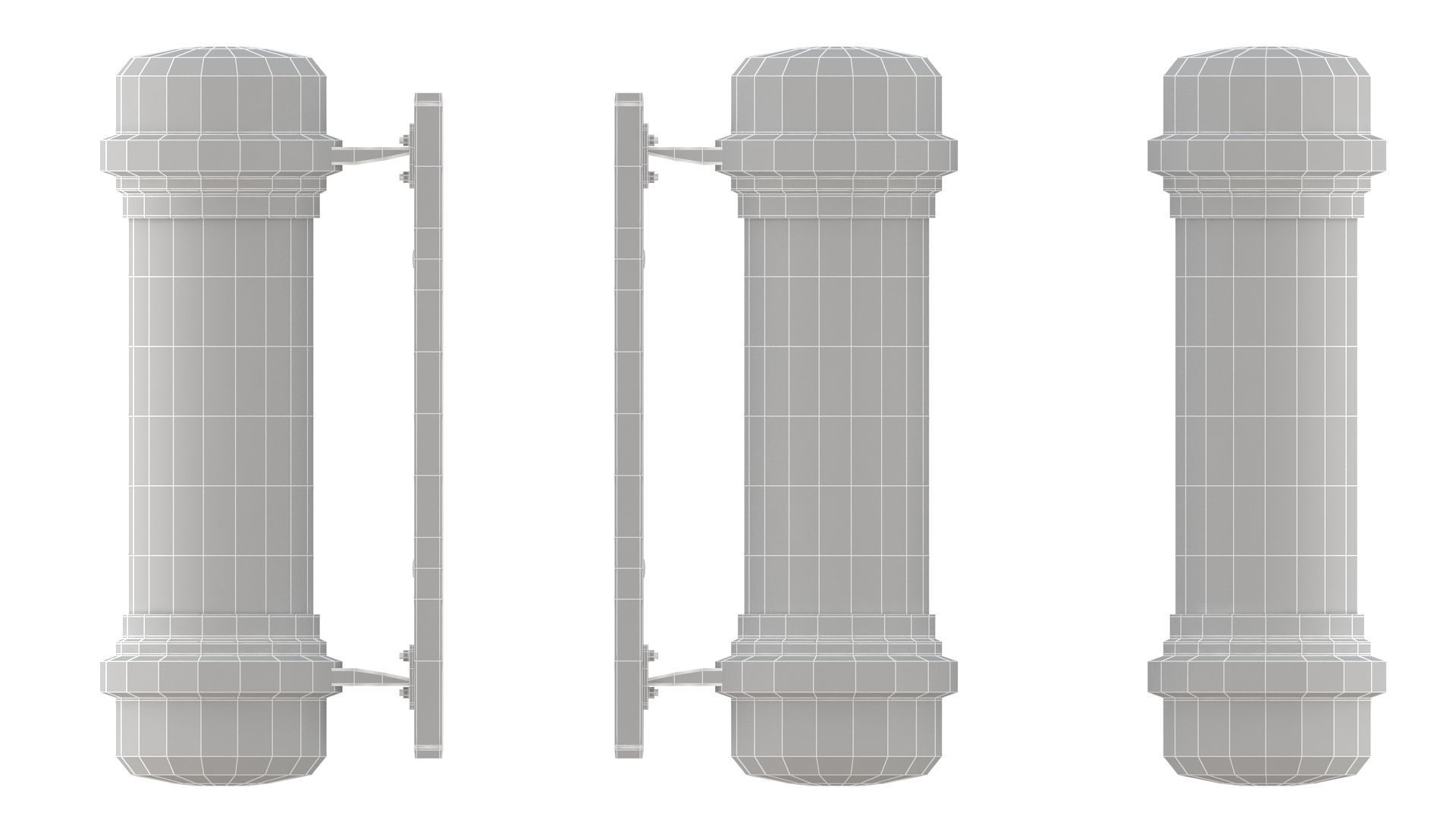 3D Barber Shop Pole Black 01 3D model_16