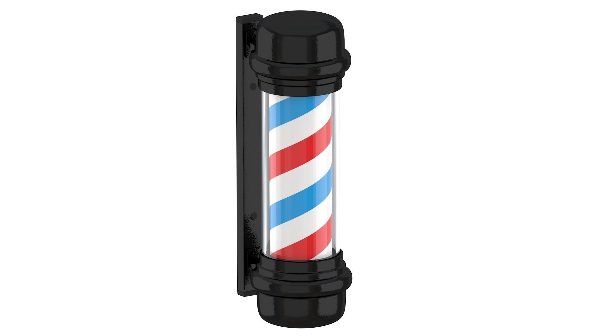 3D Barber Shop Pole Black 01 3D model_4