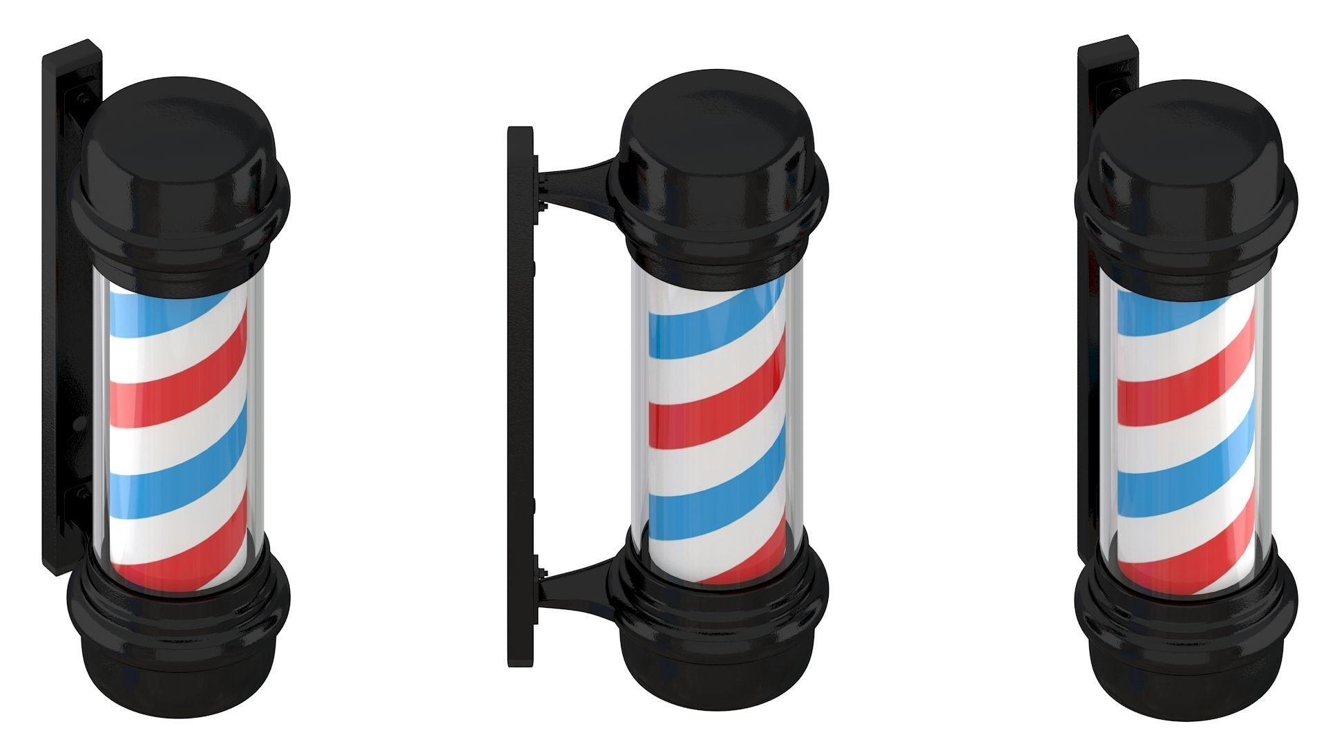 3D Barber Shop Pole Black 01 3D model_11