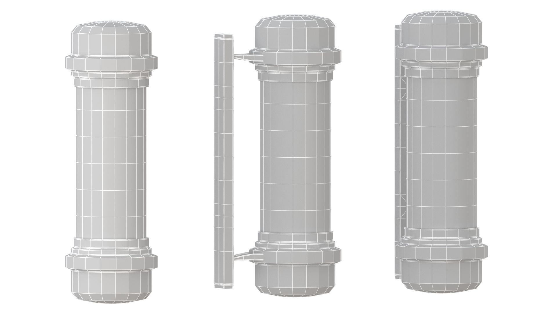 3D Barber Shop Pole Black 01 3D model_19