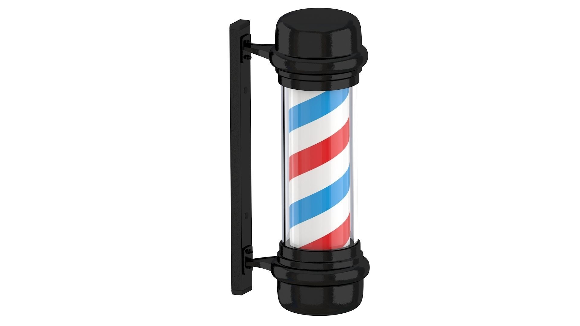 3D Barber Shop Pole Black 01 3D model_1