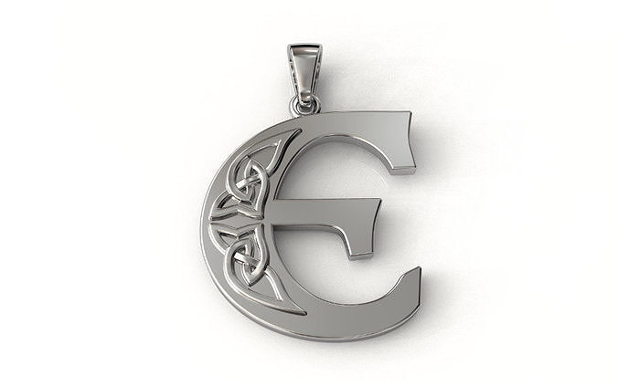 Celtic pendant letter E 3D print model