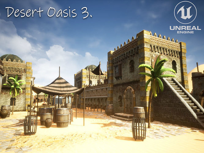 Desert Oasis 3 Unreal Engine Low-poly 3D model