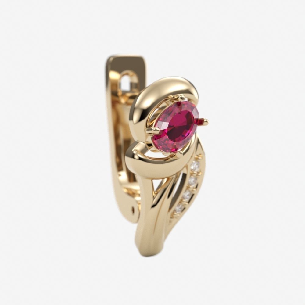 Women earrings with gems CAD 3dm stl 3D print model_5