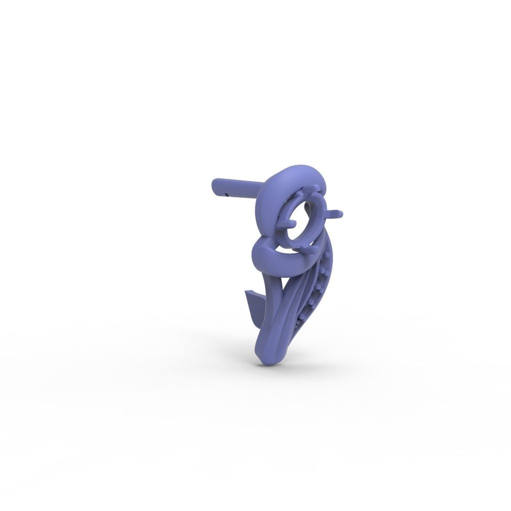 Women earrings with gems CAD 3dm stl 3D print model_21