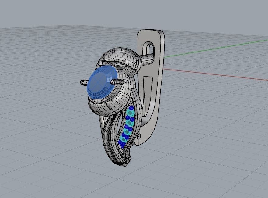 Women earrings with gems CAD 3dm stl 3D print model_32