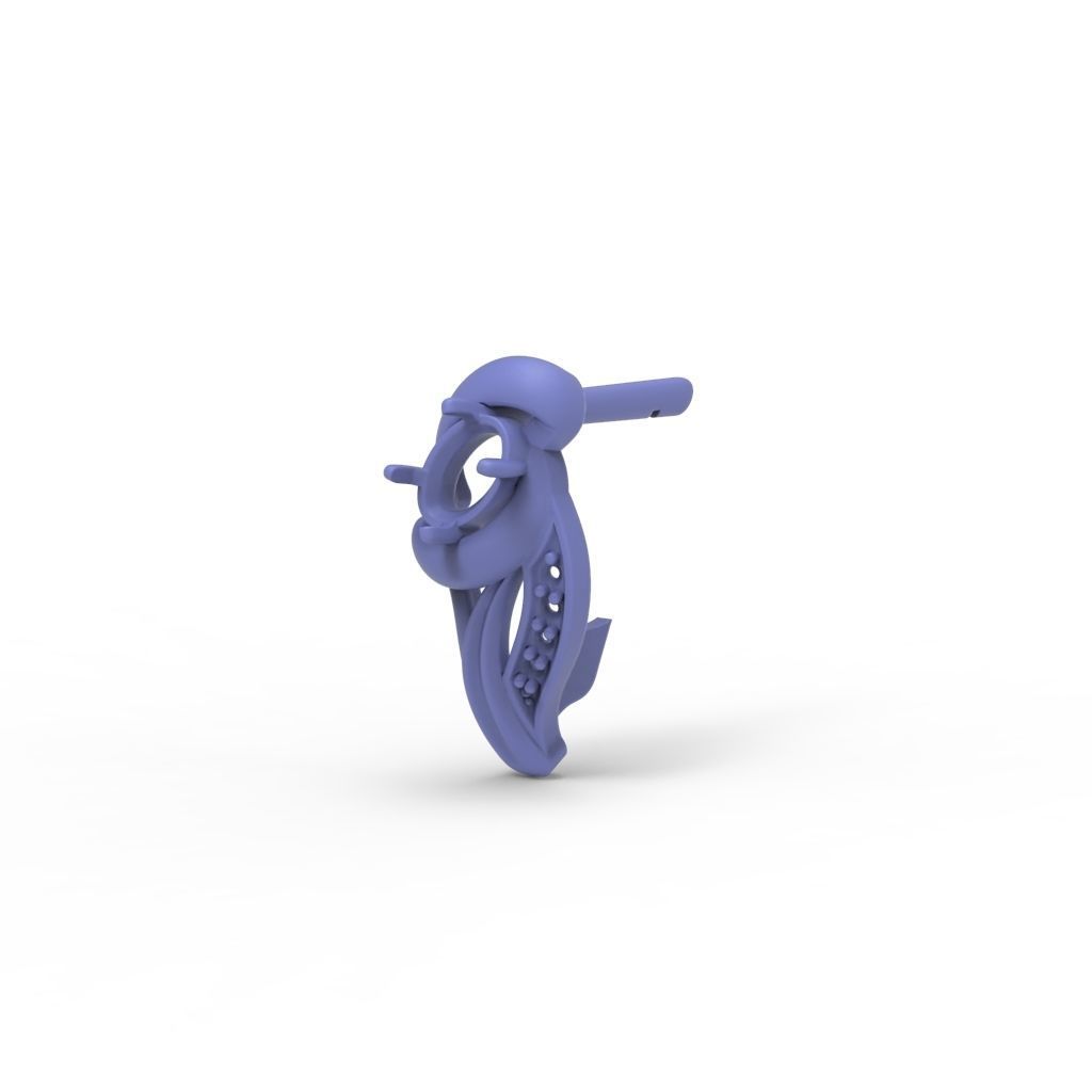 Women earrings with gems CAD 3dm stl 3D print model_22