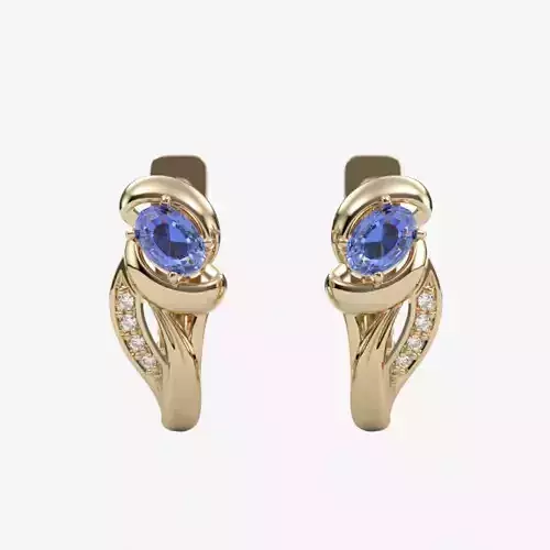 Women earrings with gems CAD 3dm stl 3D print model