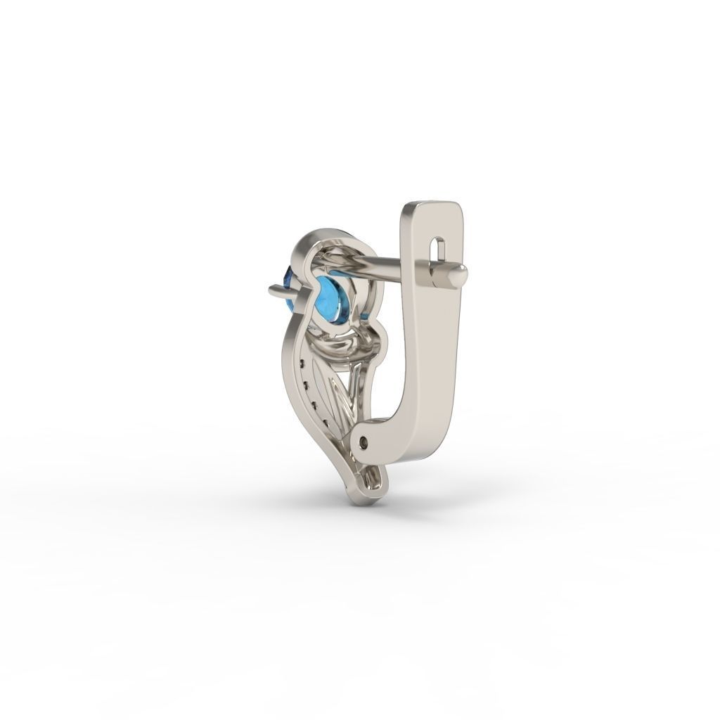 Women earrings with gems CAD 3dm stl 3D print model_10