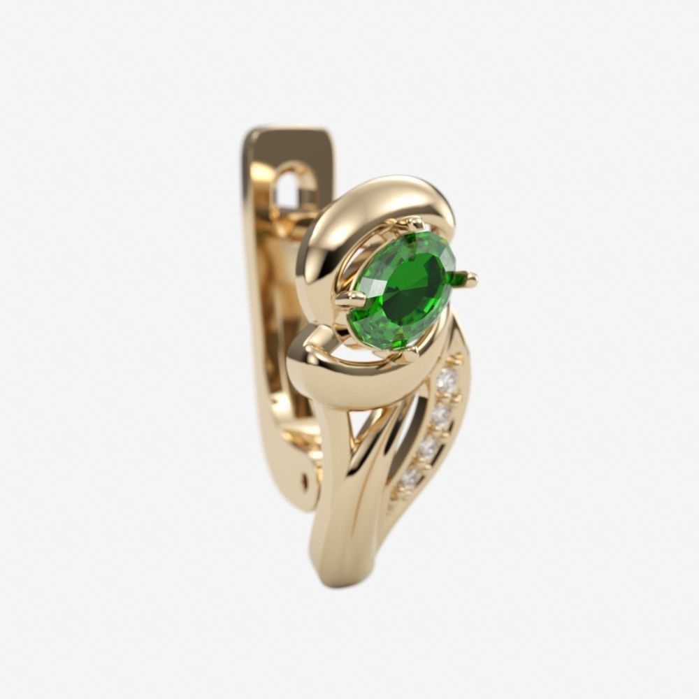 Women earrings with gems CAD 3dm stl 3D print model_4