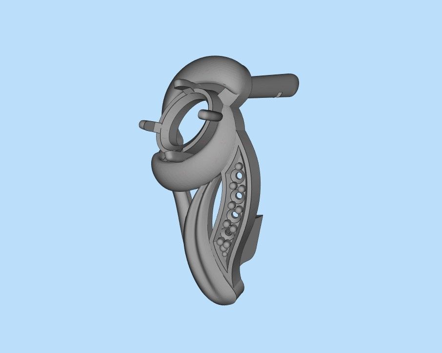 Women earrings with gems CAD 3dm stl 3D print model_31